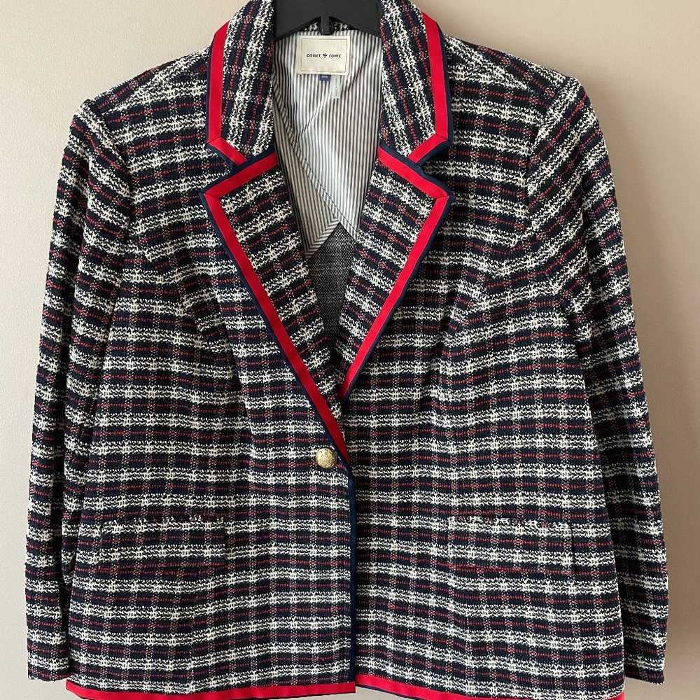 Court & Rowe Plaid Tweed Blazer Jacket in Blue Night size 22W NWT - Picture 5 of 9